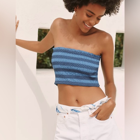 Celandine Strapless Smocked Cotton Top-Marina
Size Medium NWT - Picture 1 of 5